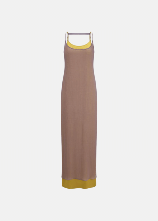 Oude Waag Yellow And Purple Tie-Detail Maxi Dress