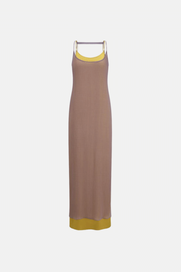 Oude Waag Yellow And Purple Tie-Detail Maxi Dress