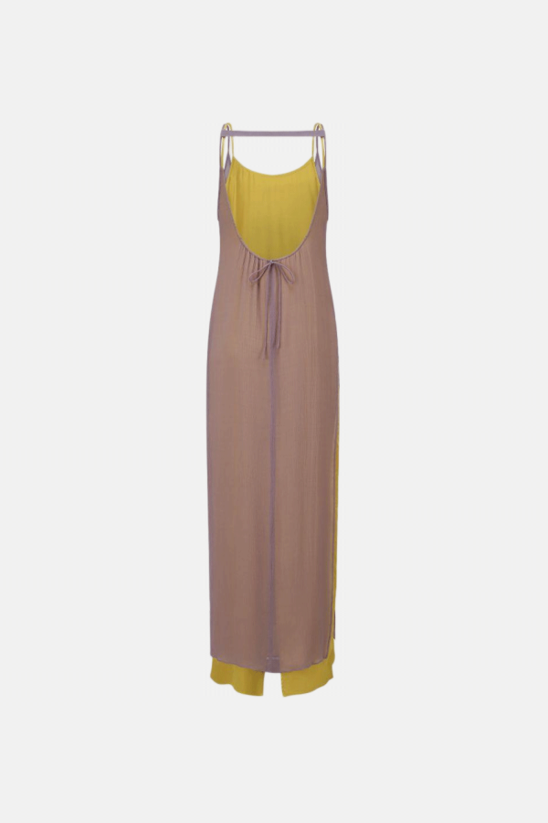 Oude Waag Yellow And Purple Tie-Detail Maxi Dress