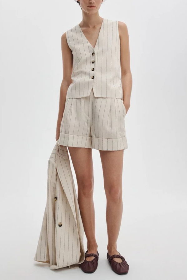 Rag & Bone Neila Stripe Shorts - White Stripe