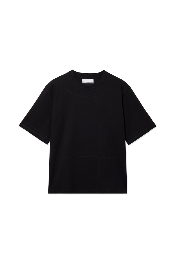 Sage Nation Cotton Cross Stitch Short Sleeve T-Shirt - Black