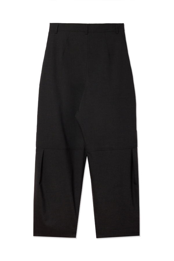 Sage Nation Tropical Wool Double Pleated Zushi Trouser - Charcoal