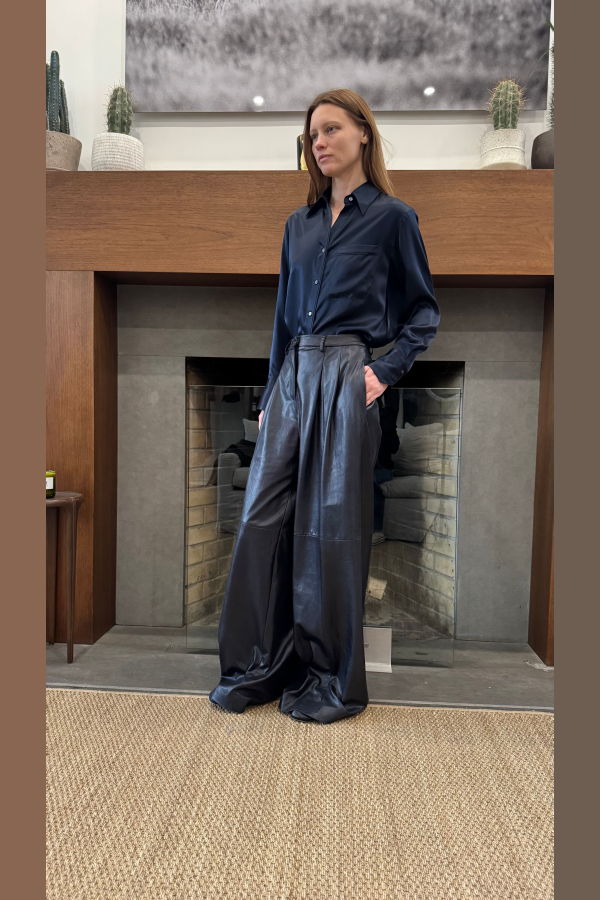 TWP Leather Avery Pants - Dark Midnight