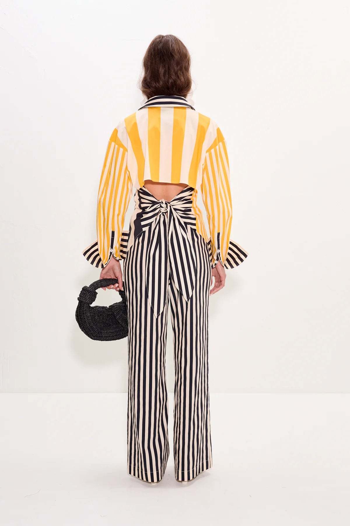 Simon Miller Loch Poplin Button Up Top - Sungold Stripe Combo - Image 2 of 4