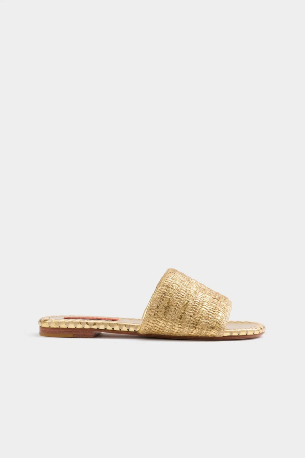 Simon Miller Metallic Raffia Salerno Sandal - Gold-Natural