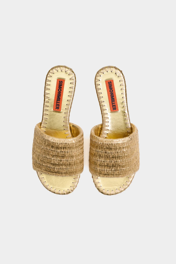 Simon Miller Metallic Raffia Salerno Sandal - Gold-Natural