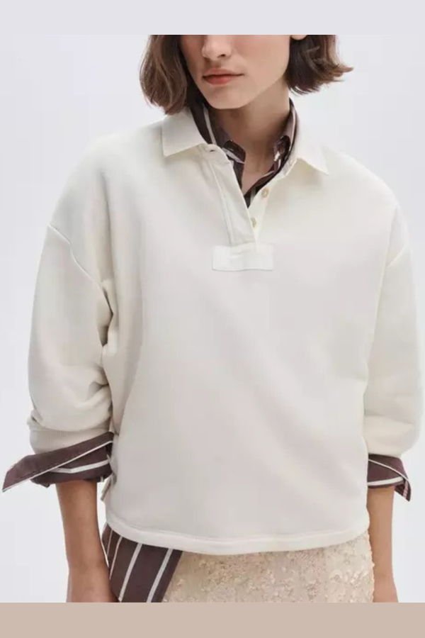 Rag & Bone Vintage Terry Oversized Polo Sweatshirt - Sand