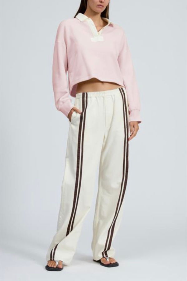 Rag & Bone Vintage Terry Oversized Polo Sweatshirt - Peony