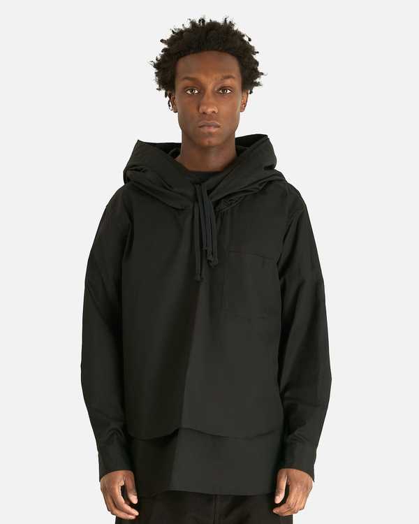 Comme des Garons Hooded Poplin Shirt - Black