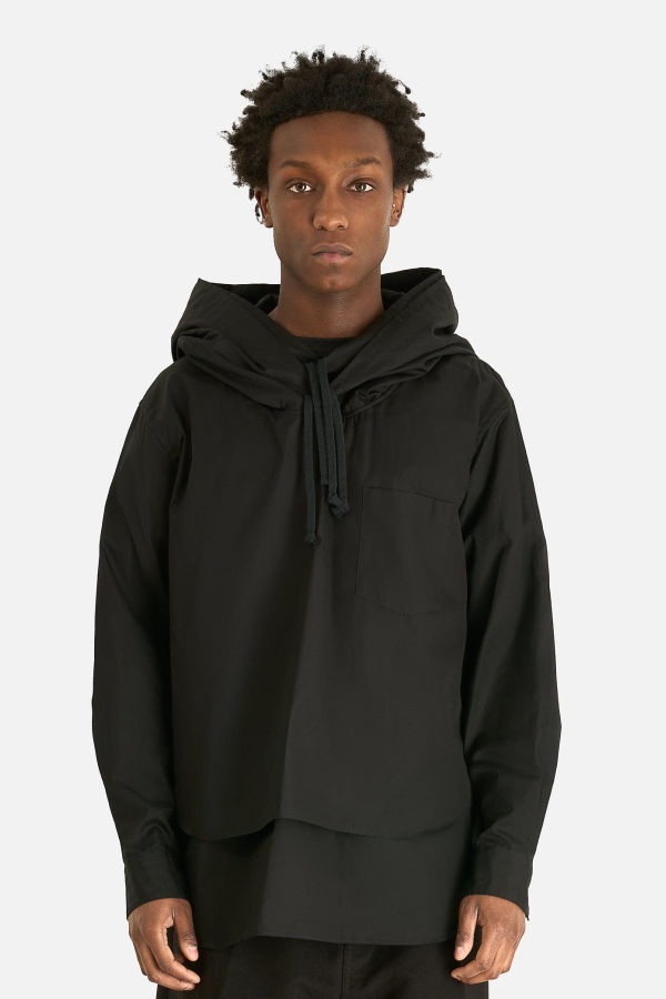 Comme des Garçons Hooded Poplin Shirt - Black