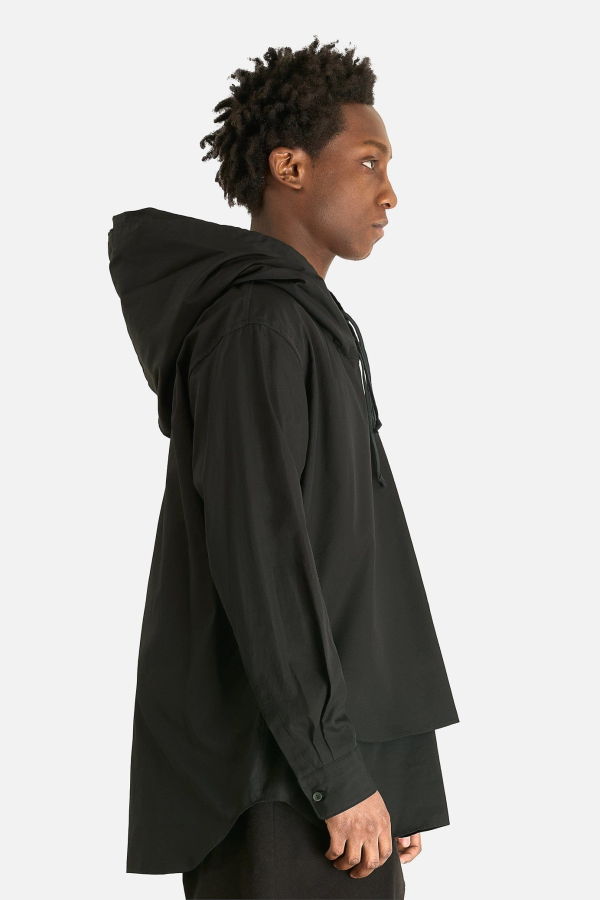 Comme des Garçons Hooded Poplin Shirt - Black