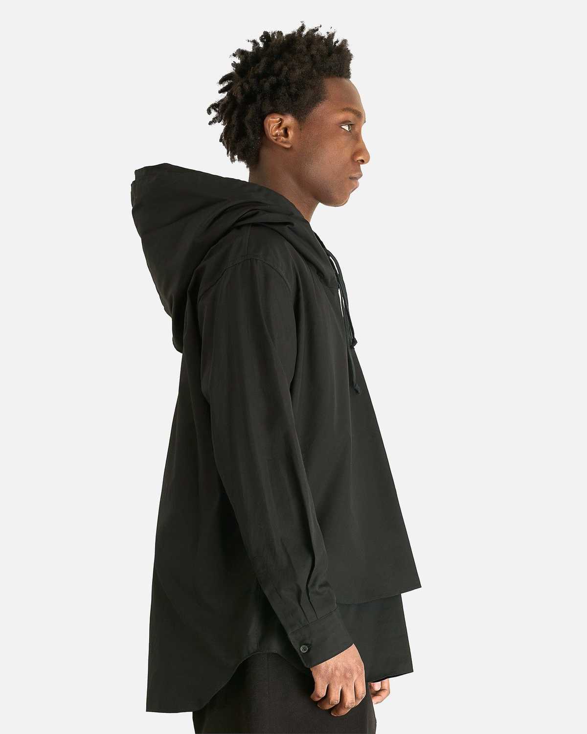 Comme des Garçons Hooded Poplin Shirt - Black - Image 2 of 6