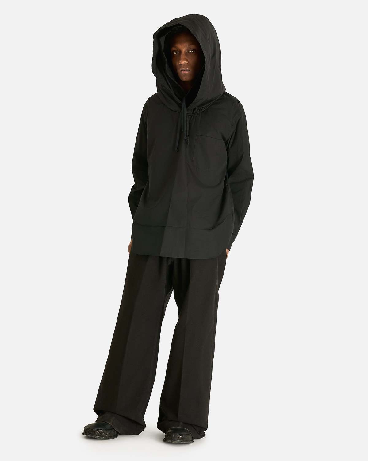 Comme des Garçons Hooded Poplin Shirt - Black - Image 6 of 6