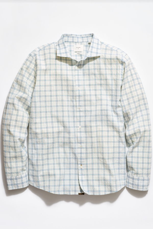 Billy Reid Hutcheson Seersucker Plaid Sport Shirt