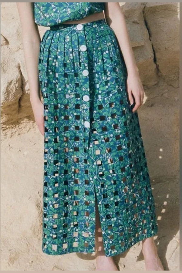 Coco Shop Basket Skirt - Dark Blue Limes