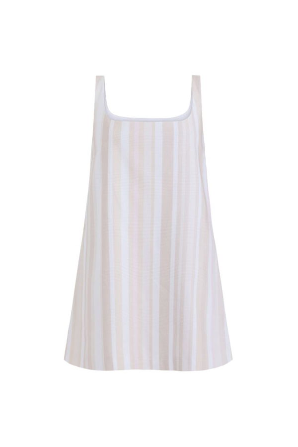 Coco Shop Cappie Mini Dress - Beige Stripe