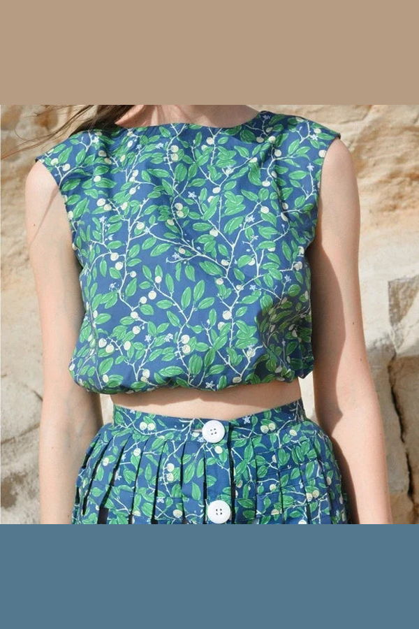 Coco Shop Cinched Top - Dark Blue Limes