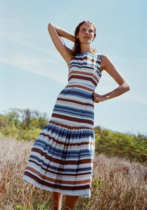 Coco Shop Low Back Dress - Cool Stripe