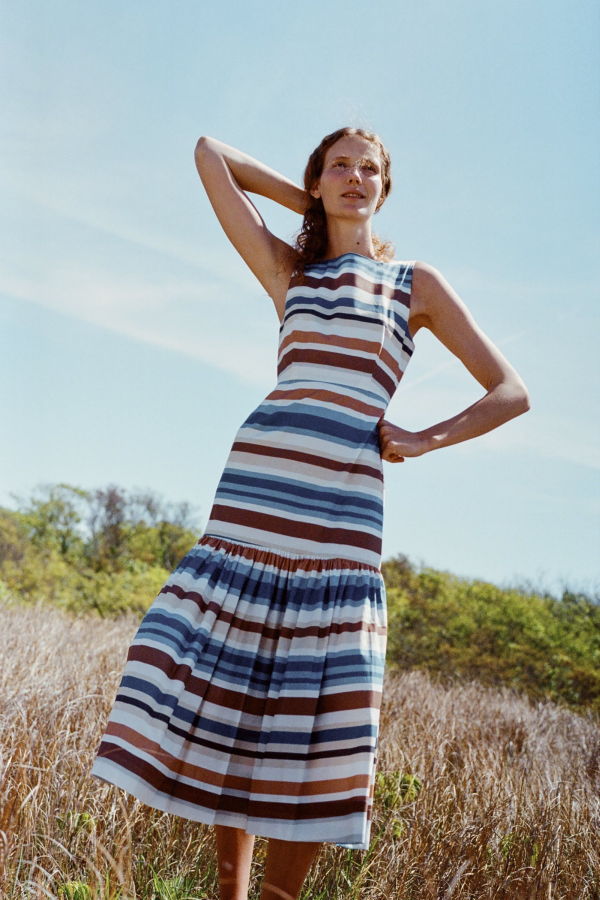 Coco Shop Low Back Dress - Cool Stripe