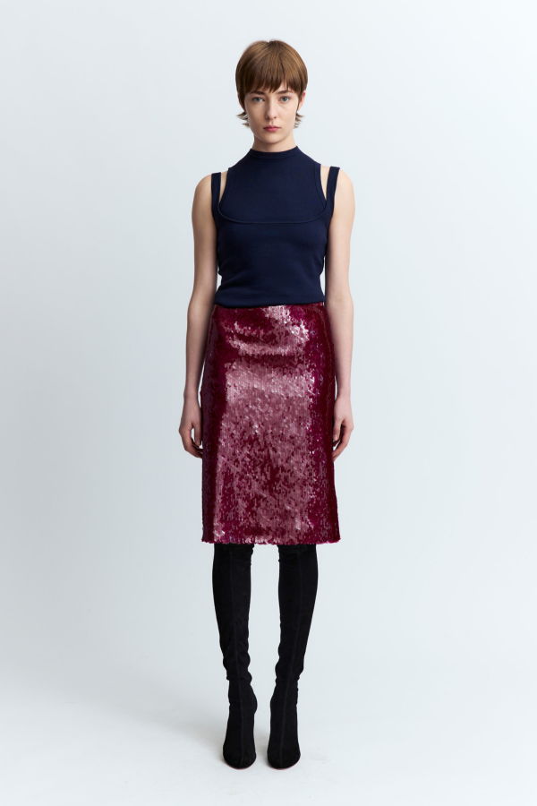 16Arlington Este Midi Skirt - Burgundy