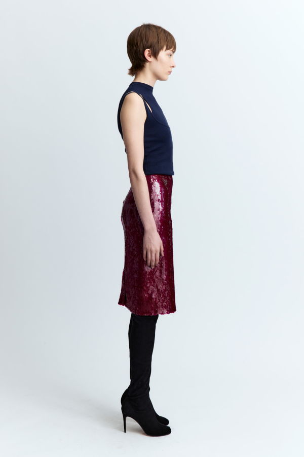 16Arlington Este Midi Skirt - Burgundy