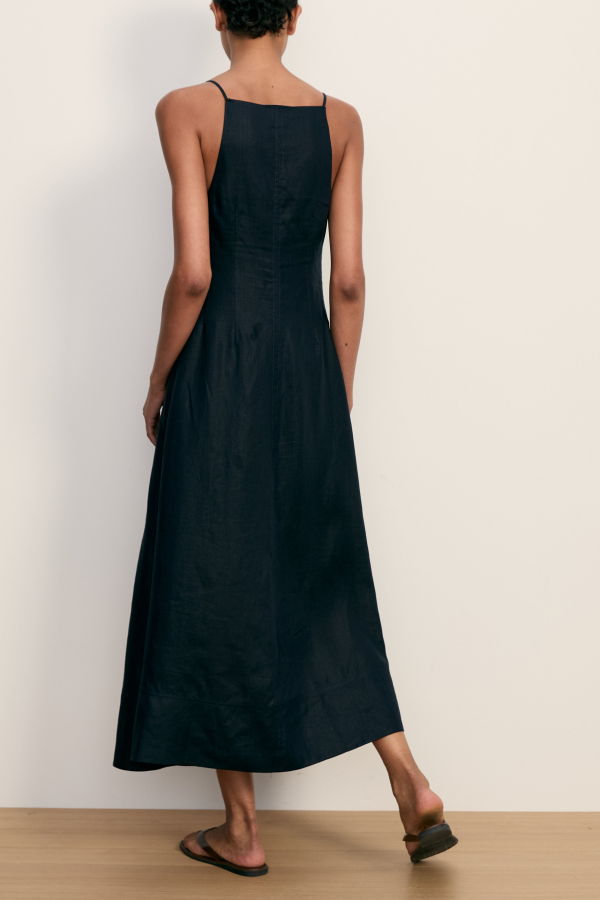 Veronica Beard George Linen Midi Dress - Navy