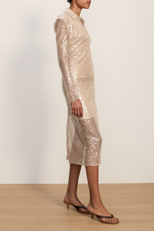 Veronica Beard Meryl Sequin Blouse - Champagne