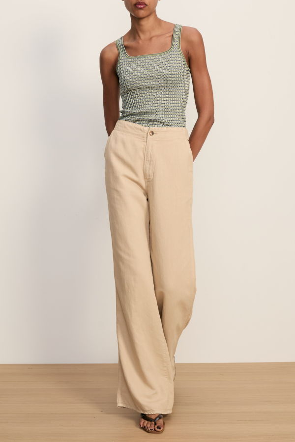 Veronica Beard Sandra Knit Tank Top - Navy/Cactus/Off-White