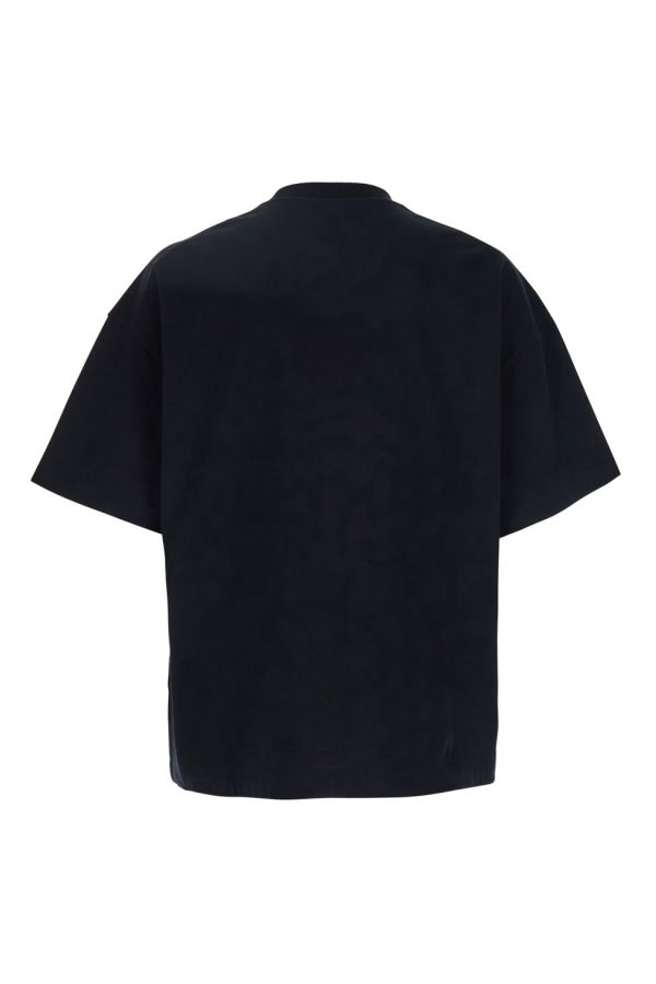 Jil Sander Crewneck T-Shirt with Front Logo Print in Cotton - Black