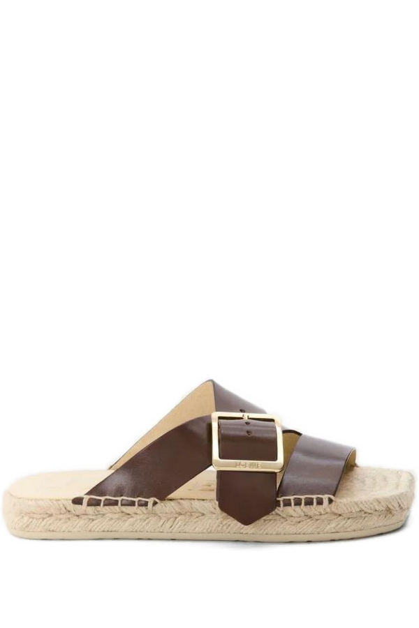 LOEWE Petal Vegetal Leather Sandals - Brown