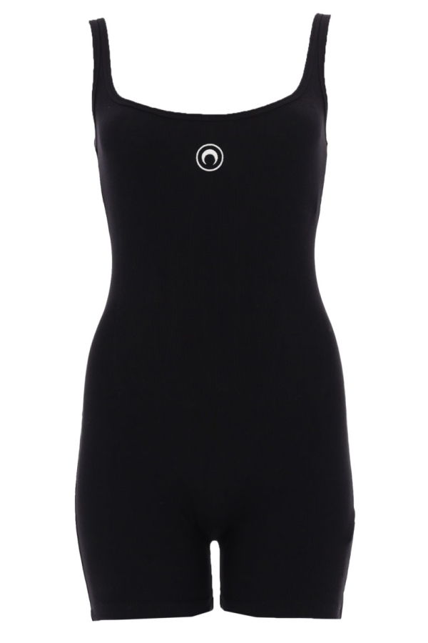 MARINE SERRE Short Jumpsuit With Logo - Black