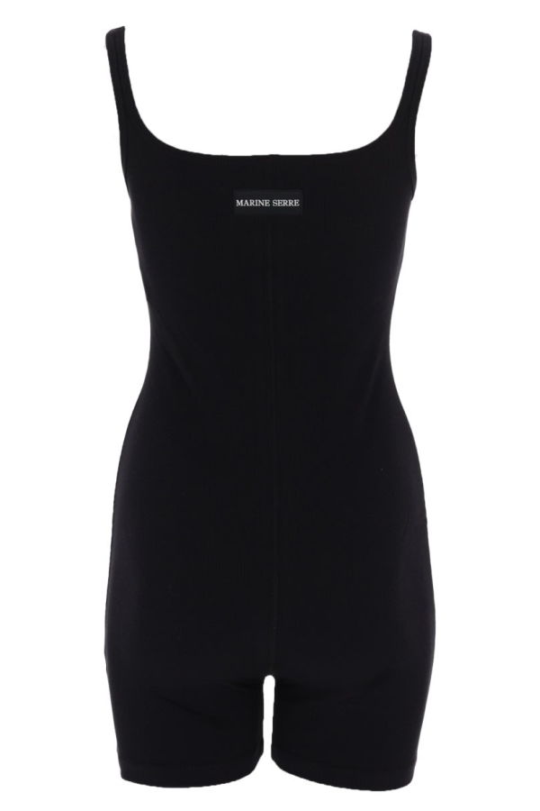 MARINE SERRE Short Jumpsuit With Logo - Black