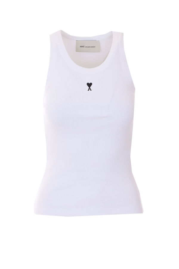 Ami Alexandre Mattiussi Ami De Coeur Contrasted Tank Top - White