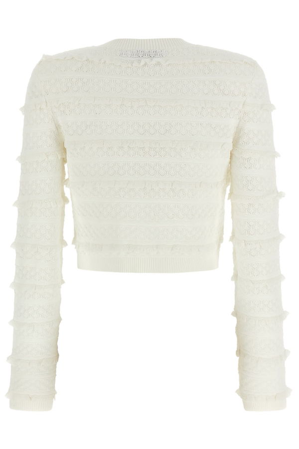 Self-Portrait Pointelle Diamante Cardigan - White