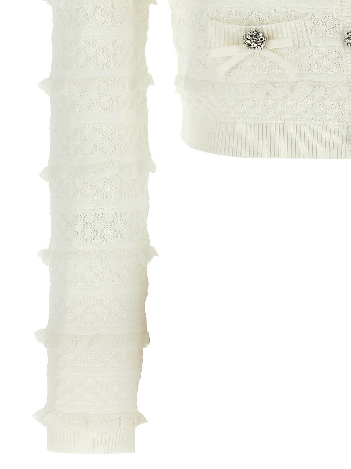 Self-Portrait Pointelle Diamante Cardigan - White - Image 4 of 4