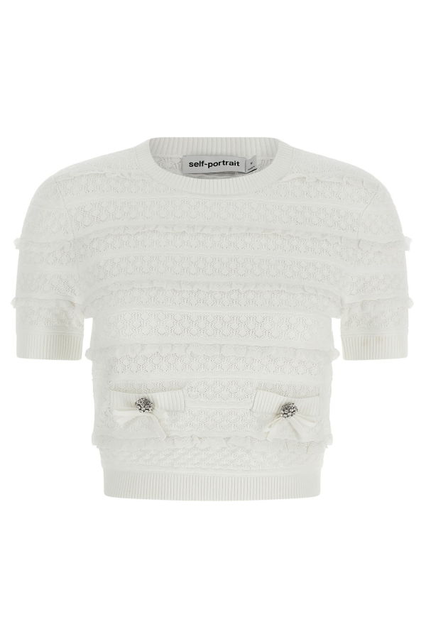 Self-Portrait Pointelle Knit Top - White