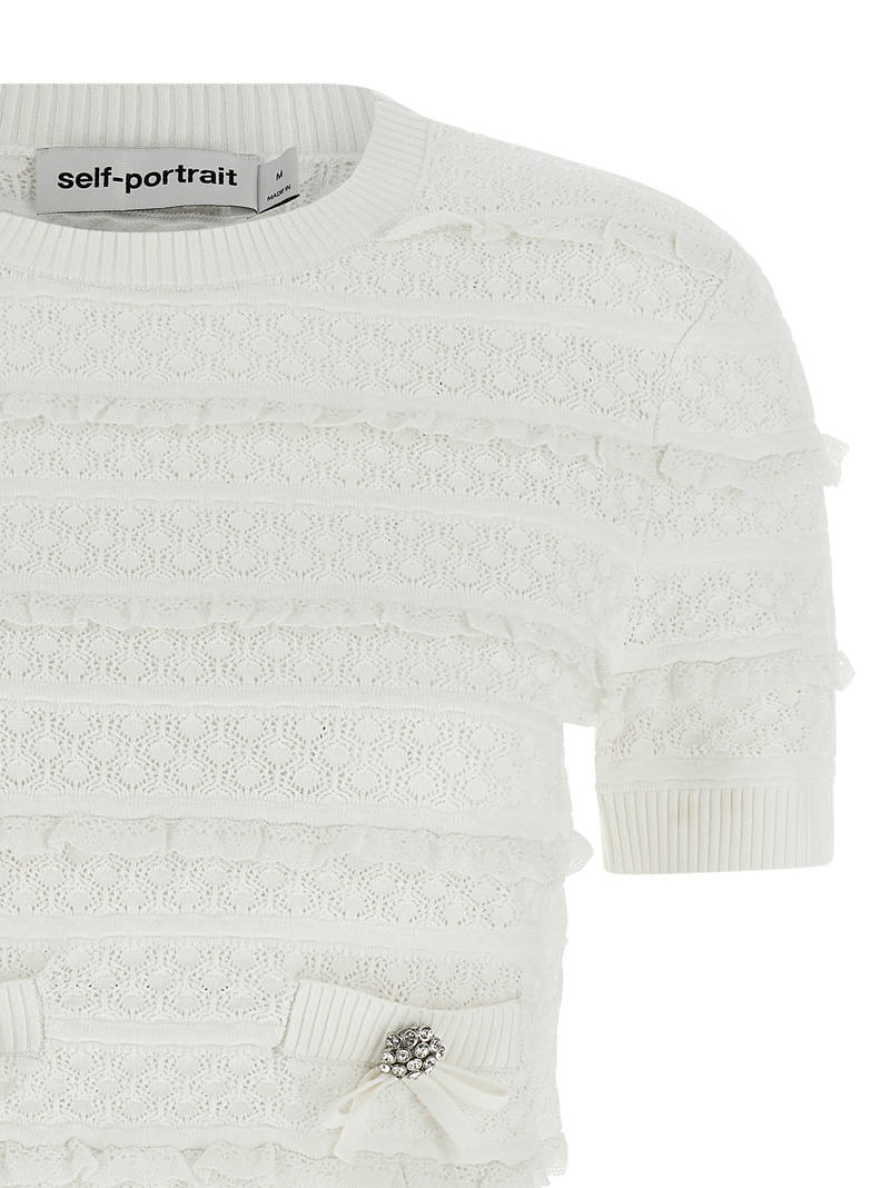 Self-Portrait Pointelle Knit Top - White