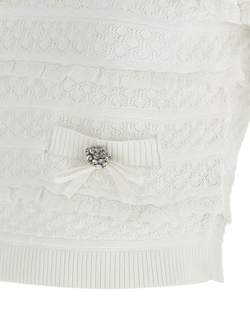 Self-Portrait Pointelle Knit Top - White