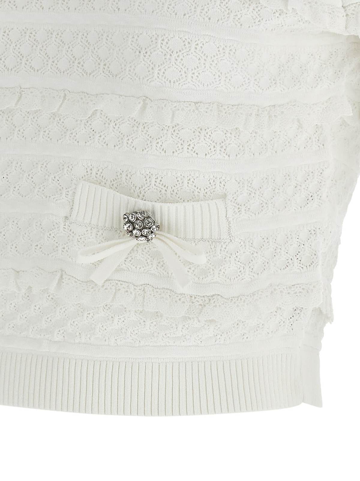 Self-Portrait Pointelle Knit Top - White - Image 4 of 4