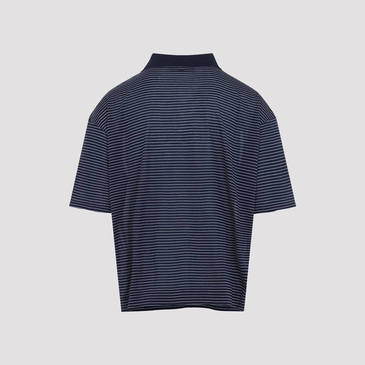 Ami Alexandre Mattiussi Striped Boxy Fit Polo Shirt - Encre Blanc - Image 4 of 5