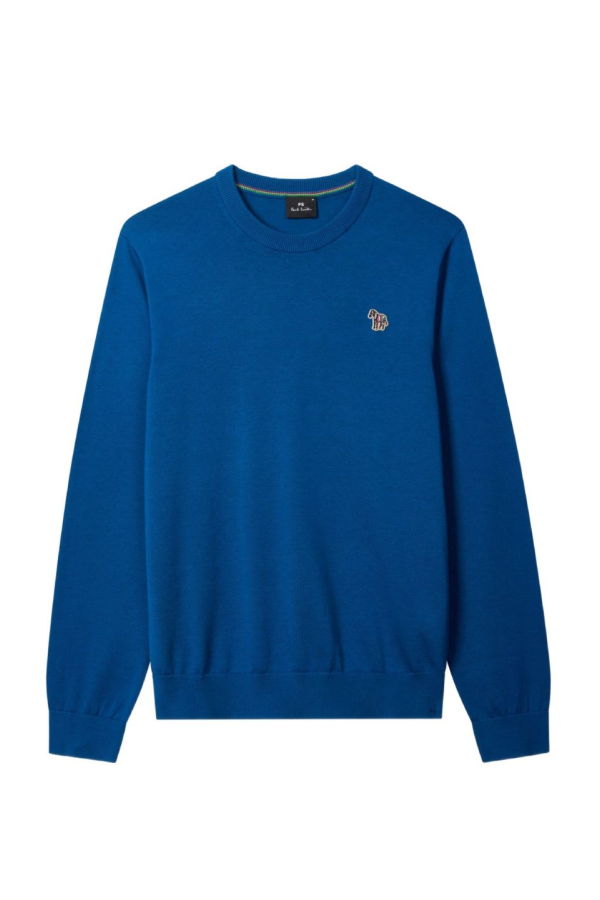 PAUL SMITH PS by Paul Smith Zebra Logo Cotton Sweater - Blue