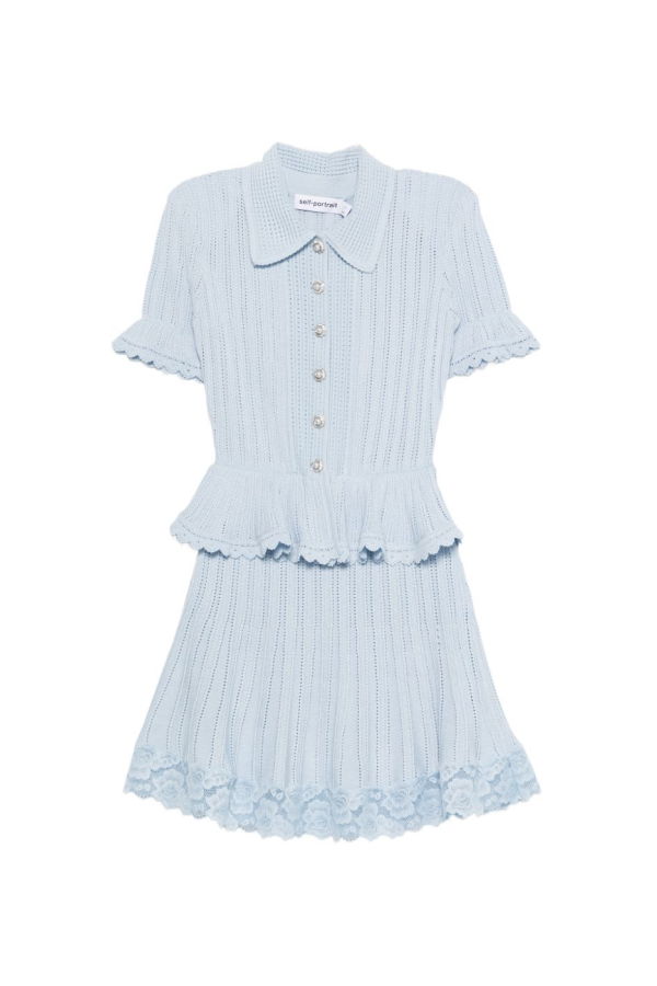 Self-Portrait Peplum Mini Dress - Clear Blue
