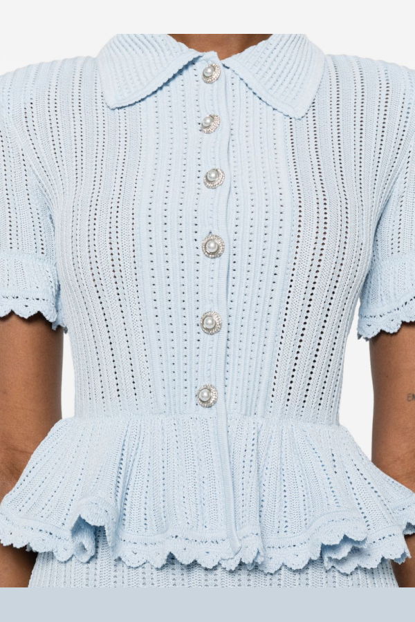 Self-Portrait Peplum Mini Dress - Clear Blue