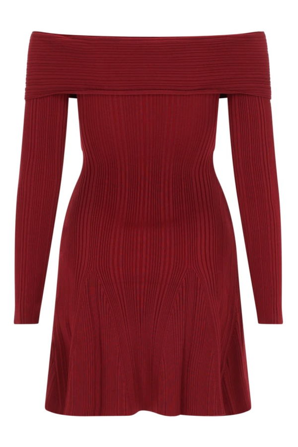 Self-Portrait Viscose Mini Dress - Bordeaux