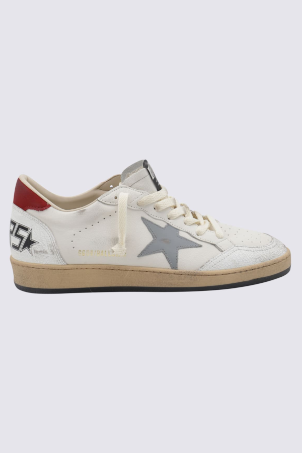 Golden Goose White and Light Blue Leather Ball Star Sneakers