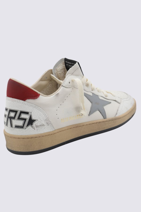 Golden Goose White and Light Blue Leather Ball Star Sneakers