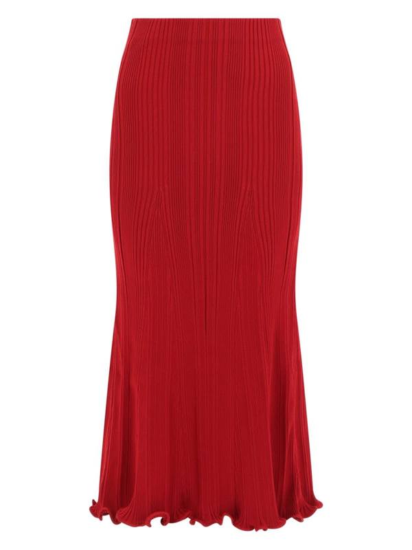 Self-Portrait Viscose Midi Skirt - Red Self-Portrait Viscose Midi Skirt - Red