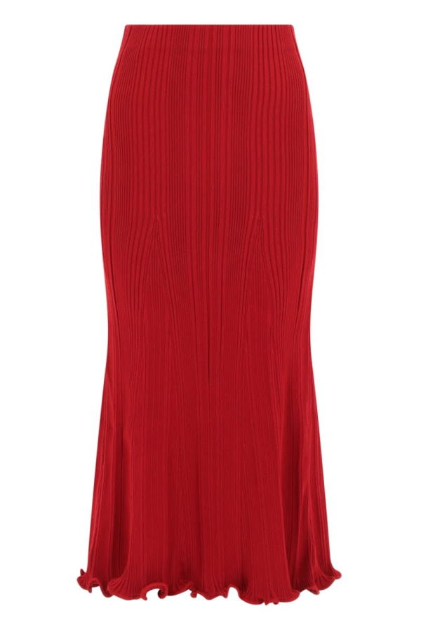 Self-Portrait Viscose Midi Skirt - Red