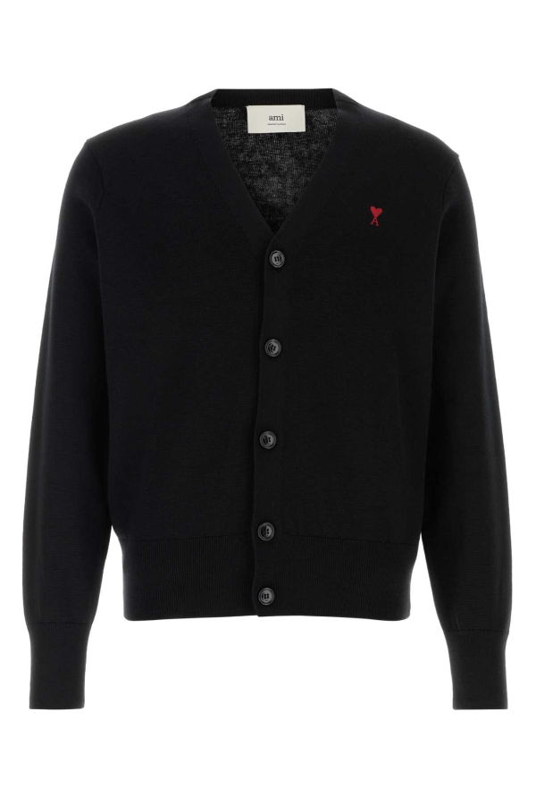 Ami Alexandre Mattiussi Black Wool Cardigan - Noir Rouge