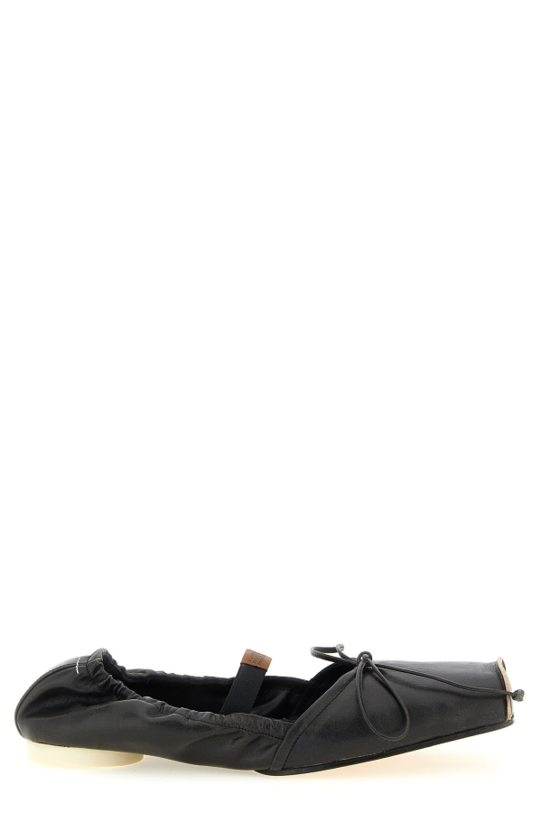 MM6 Maison Margiela Square Toe Ballet Flats - Black